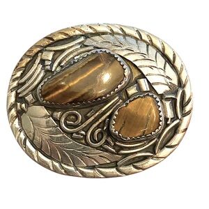 Vintage Tigereye Stone Belt Buckle Native American Southwest
